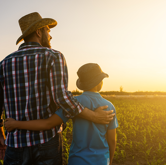 Farmer and child